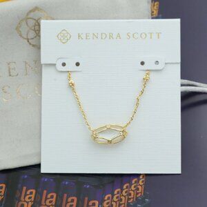 Kendra Scott Elisa Lattice Frame Necklace Ivory Mother Pearl Gold